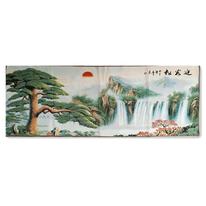 新中式刺绣无框卧室织锦绣成品客厅风景山水背景墙装饰画壁画迎客
