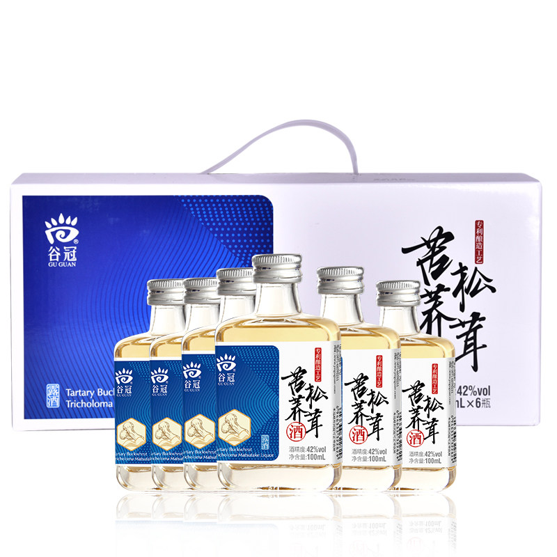 松茸苦荞酒白酒露酒42度100ml*6瓶盒装云南山珍酒云南特产谷冠