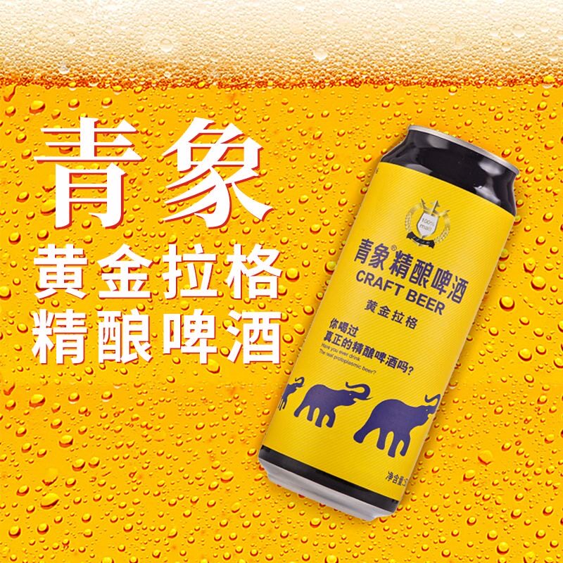 青象精酿黄金拉格啤酒山东青岛产500ml*12罐礼盒装