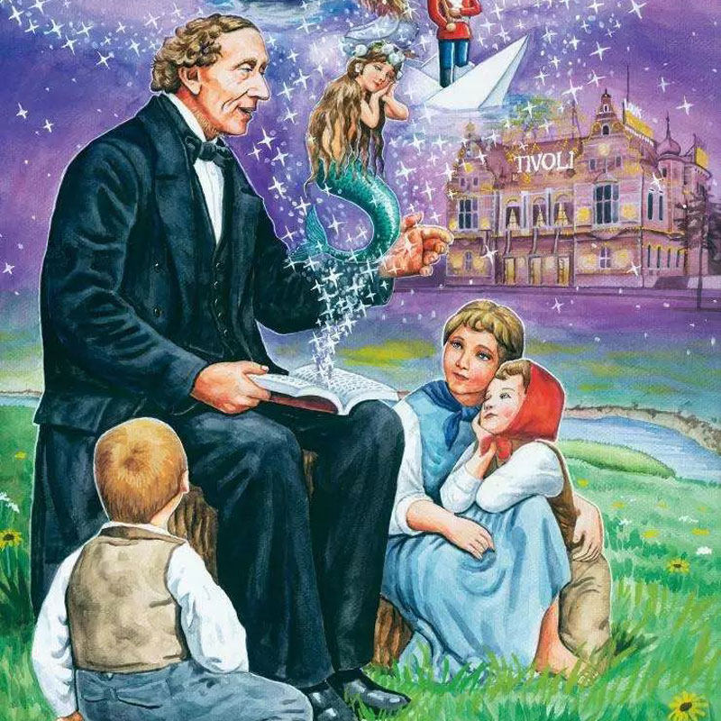 丹麦童话作家安徒生同款假发地中海秃头短发卷表演节目老人款造型