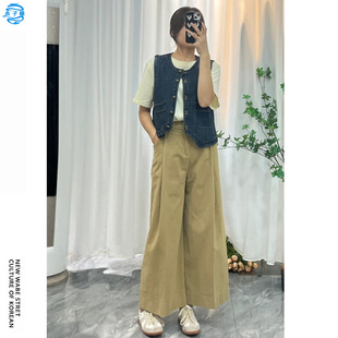 轻熟风短款文艺牛仔马甲女秋季叠穿百搭小个子时髦洋气无袖短外套