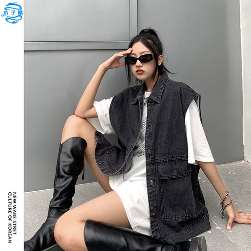 牛仔马甲女工装休闲无袖外套