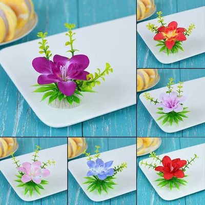 酒店餐厅点缀兰花仿真花冷菜刺身