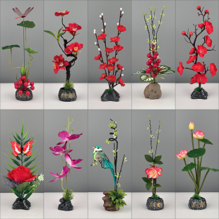 刺身摆盘装 饰品小摆件腊梅 饰菜品酒店餐饮凉菜点缀塑料花草摆盘装