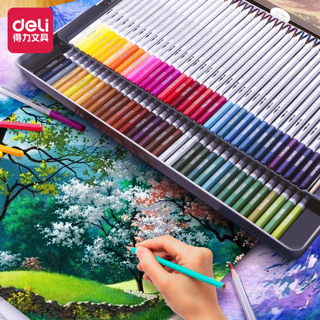 得力36色水溶性彩色铅笔填色兼容秘密花园填色成人涂鸦绘画24/48