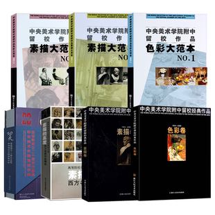 中央美术学院附中留校作品 素描大范本1+2+色彩大范本1+素描的高度功夫静物临摹教材石膏人物头像 高等院校美术绘画类学生专业书籍