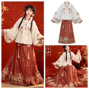 秋冬马面裙汉元 正品 素新年战袍清仓处理不退换 汉服套装 过年穿