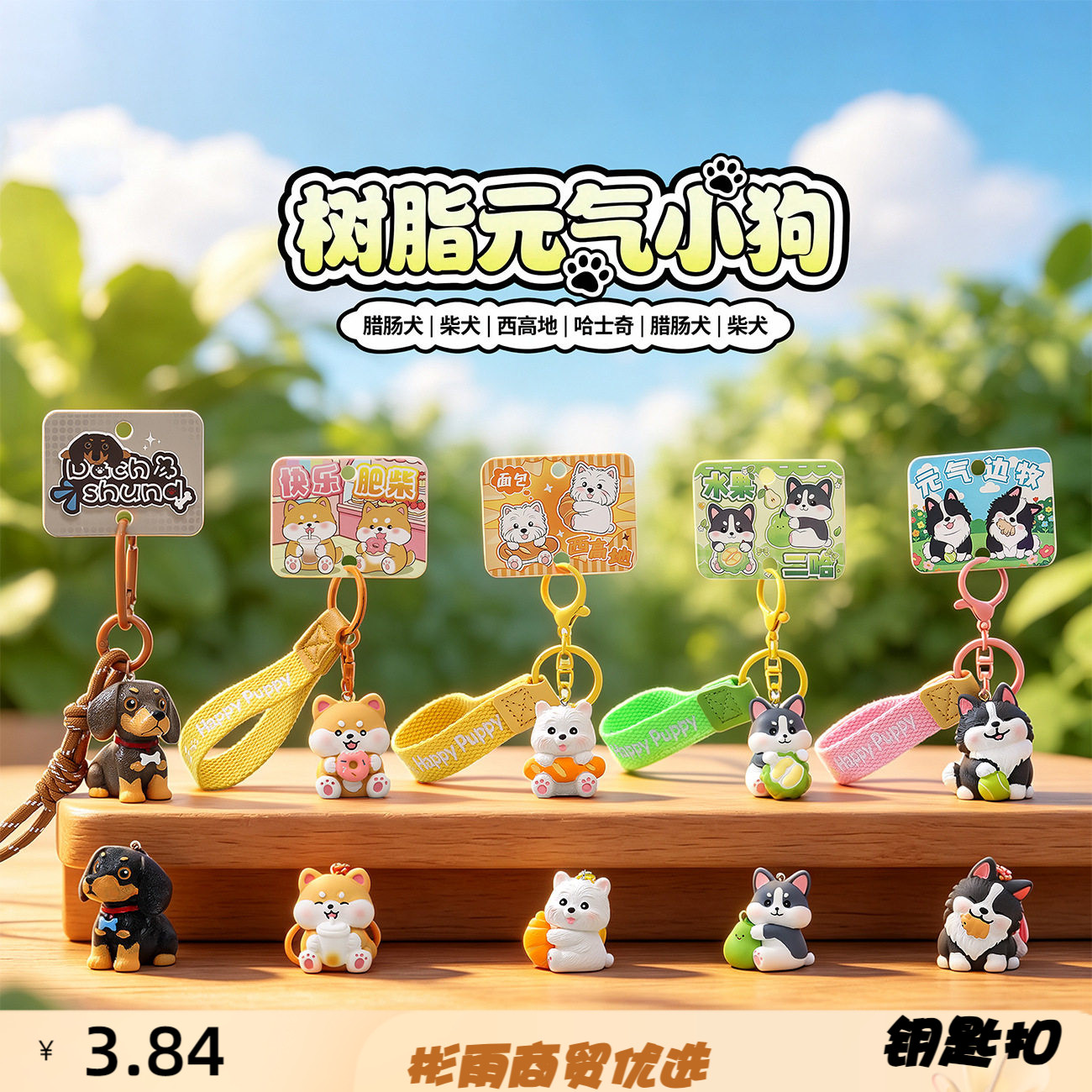 原创树脂小系列钥匙扣可爱萌宠立