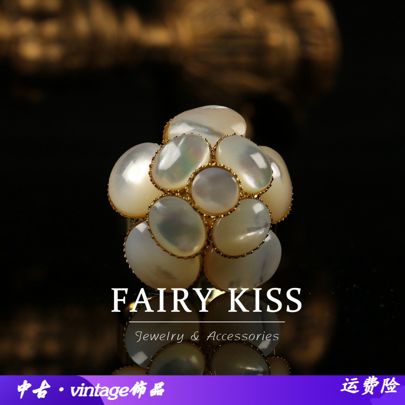 法式新款复古母贝立体花朵创意精