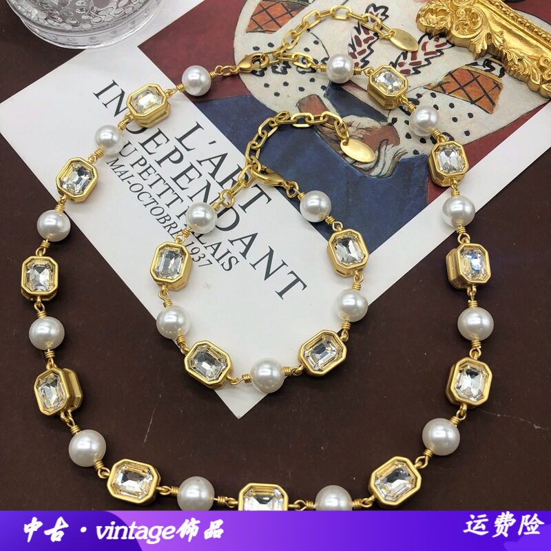 中古镀真金款项链手链琉璃珍珠双