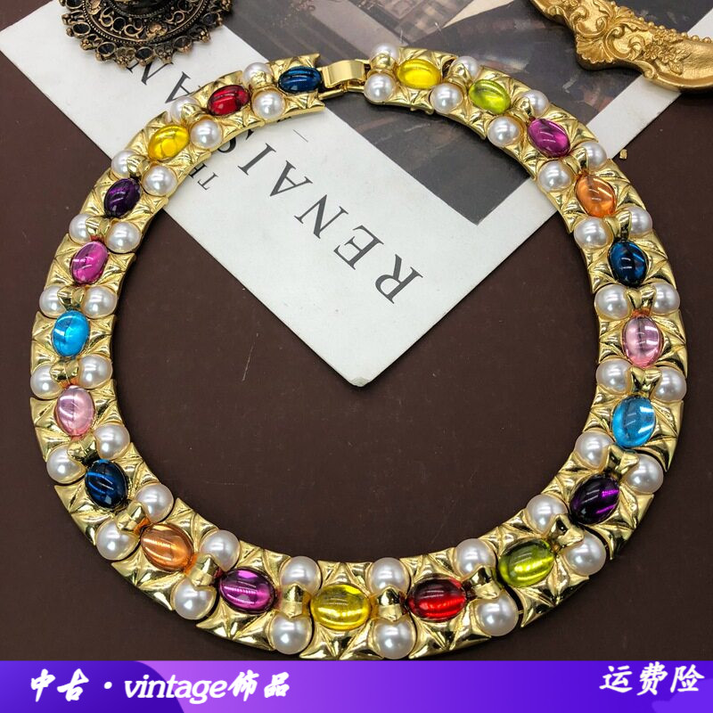 vintage百搭项链重工镀真金彩色