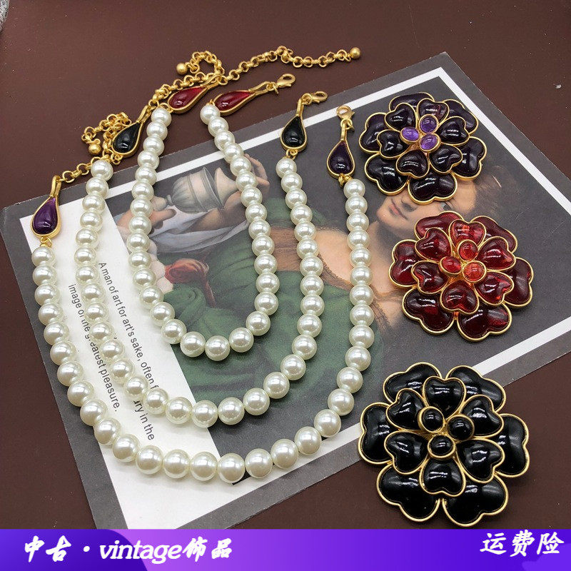 西洋中古白色珍珠项链颈链复古宫