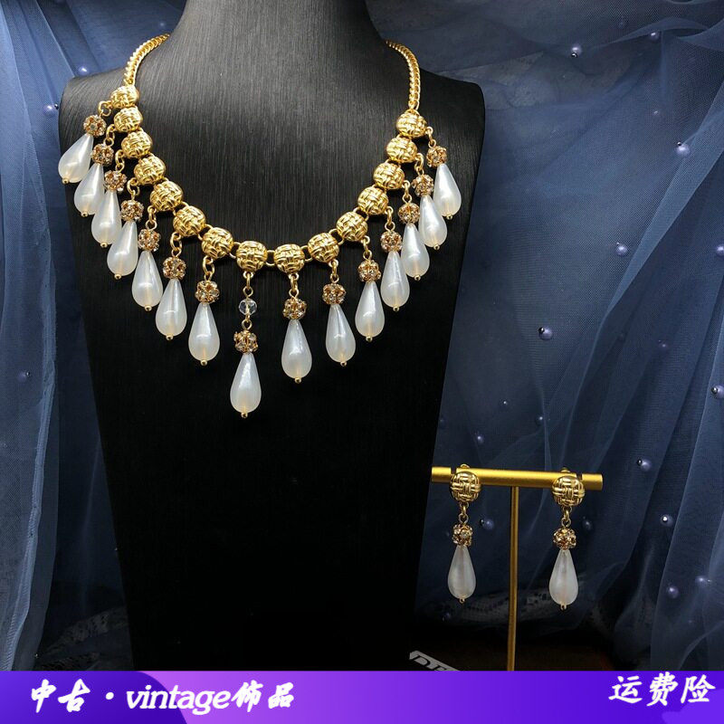 vintage饰品设计感新款白色水滴