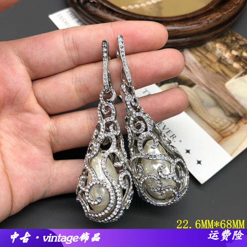 中古宫廷花纹复古耳饰创意水滴镂