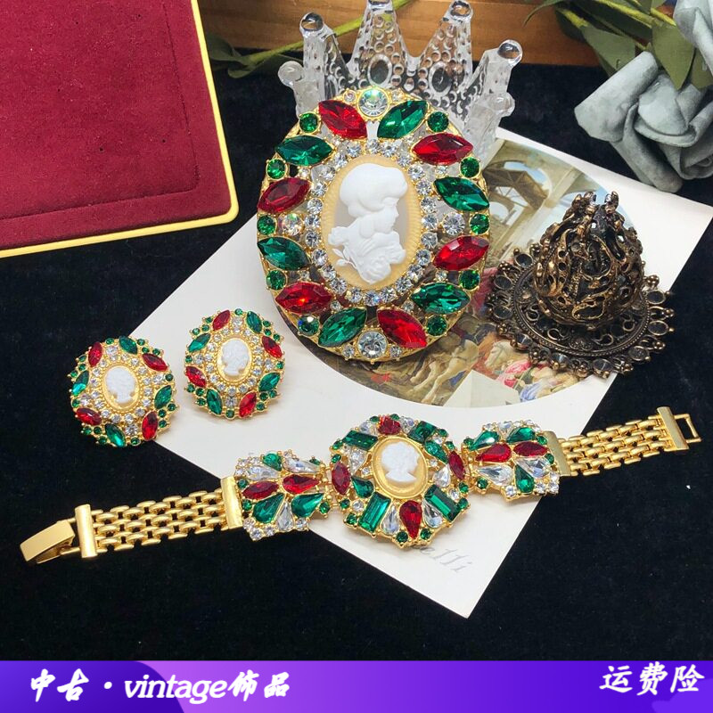 跨境饰品人头像浮雕胸针耳环手镯