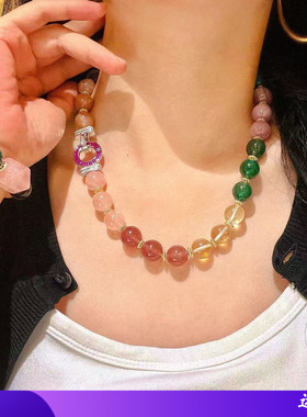 锁骨链12mm天然紫水晶柠檬项链