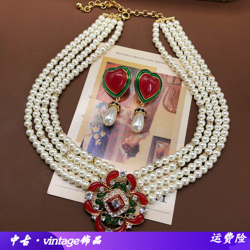 中古百搭精致重工优雅珍珠多层串