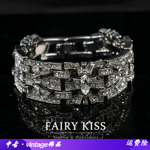 欧美复古精致水钻百搭优雅气质可调节手链青岛vintage中古饰品