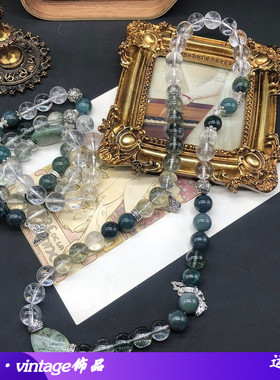 中古饰品水草玛瑙白水晶弹力绳串