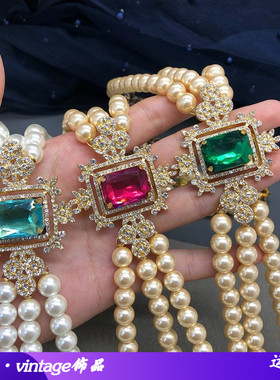 欧美重工饰品复古多层琉璃珍珠项