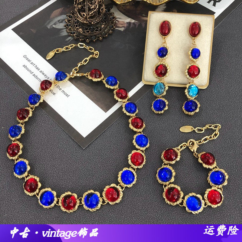 中古直播货源彩色琉璃花朵电镀真