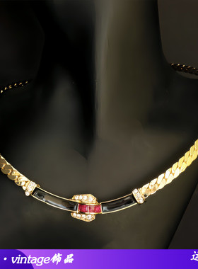 vintage复古珐琅滴釉颈链高级感