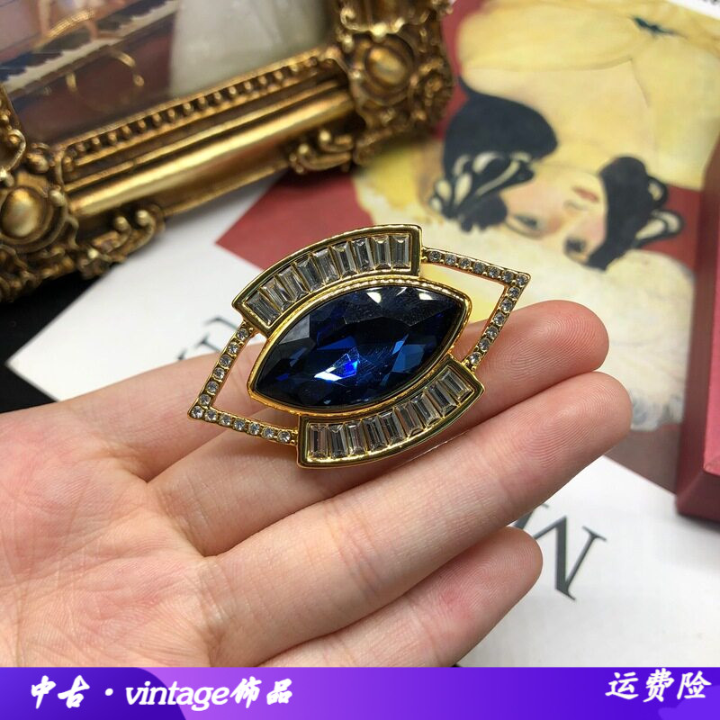 中古电镀真金设计感蓝钻百搭眼造