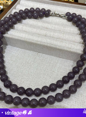 新中式高级灰色眼石手工串珠项链小众INS风复古法式双层叠戴颈