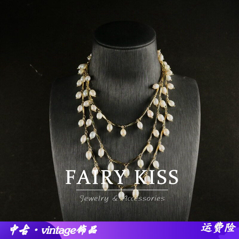 中古轻奢简约养殖珍珠长款可多层百搭时尚气质项链女式毛衣链跨境
