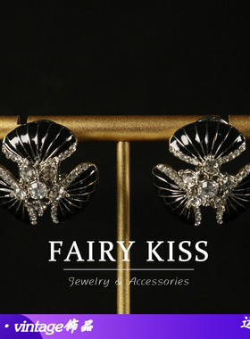 日韩耳环设计感黑色珐琅镶钻花朵耳钉气质女百搭简约银针E005-A