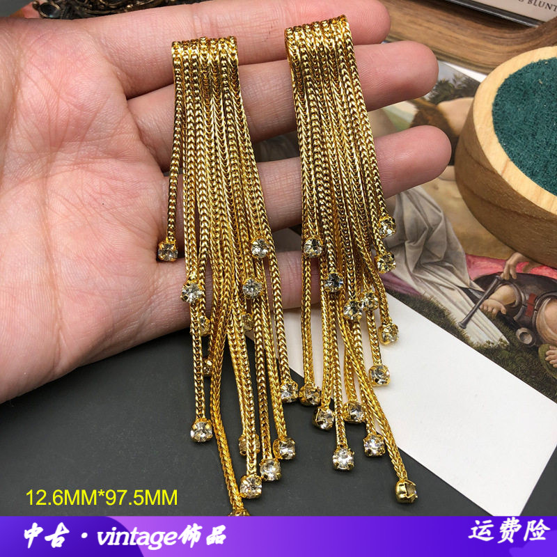 欧美复古风vintage耳饰铜链镀真