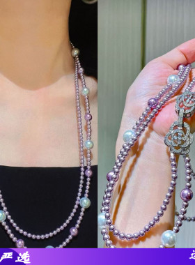 秋冬新款多色法式优雅高光紫色仿