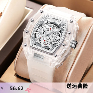 透明男表防水腕表watch 酒桶形石英表时尚 新款 外贸跨境手表个性