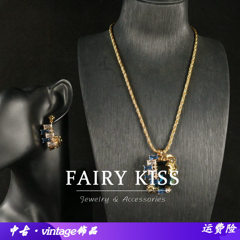 2025新款中古胸针项链耳环套装镶