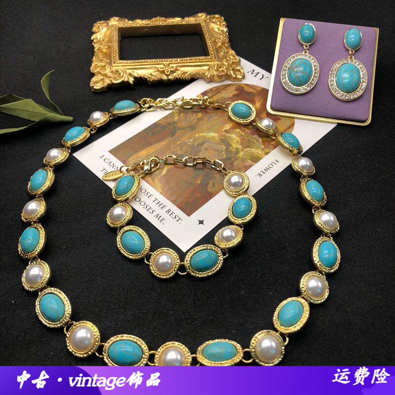 欧美跨境饰品vintage中古项链绿
