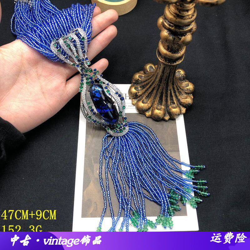 新中式多层珠串珠长款吊坠项链胸