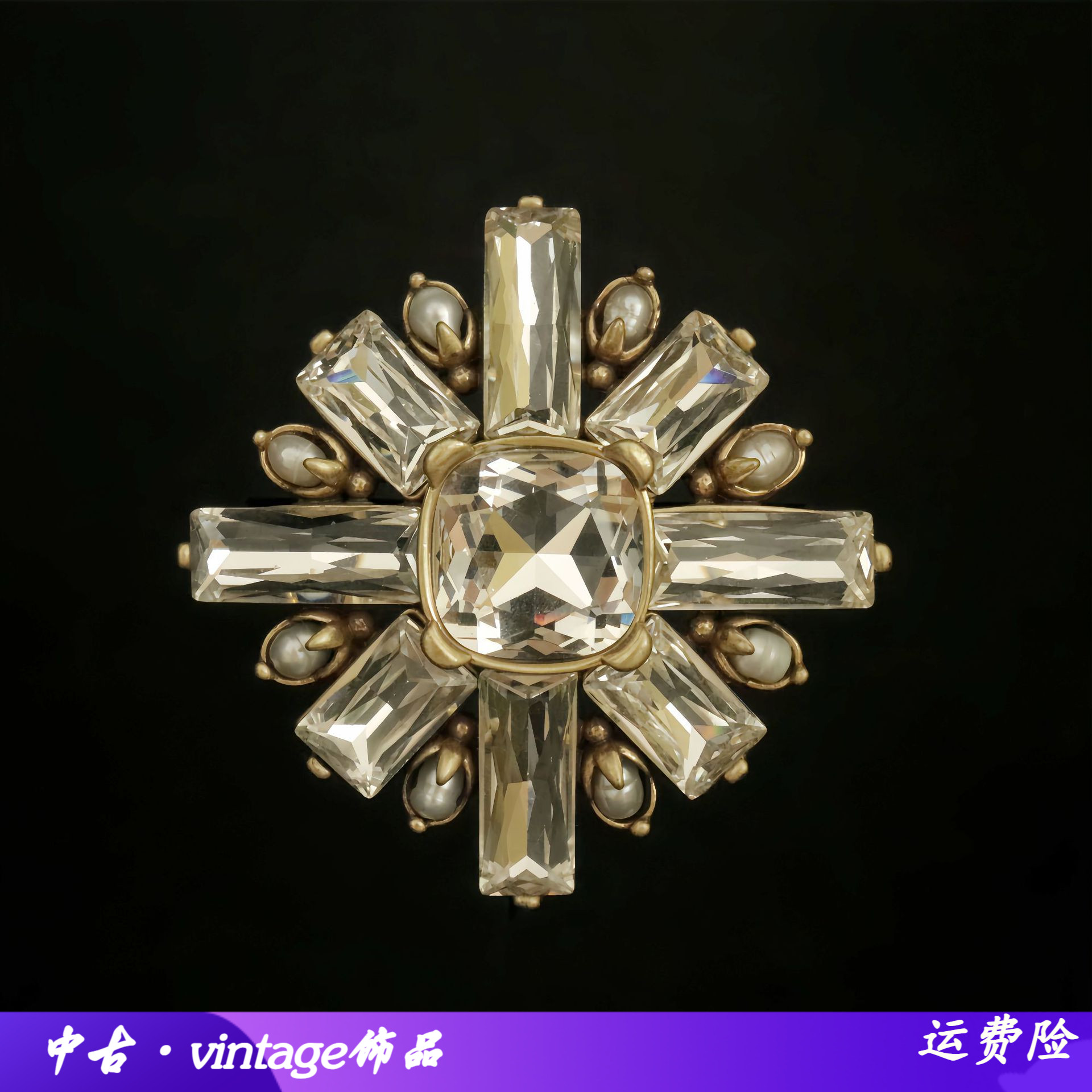精致简约镶嵌莱茵石百搭几何胸针