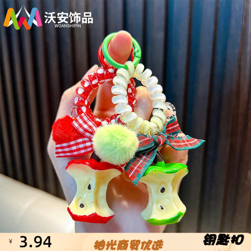 圣诞手机绳挂件毛球蝴蝶结可爱真