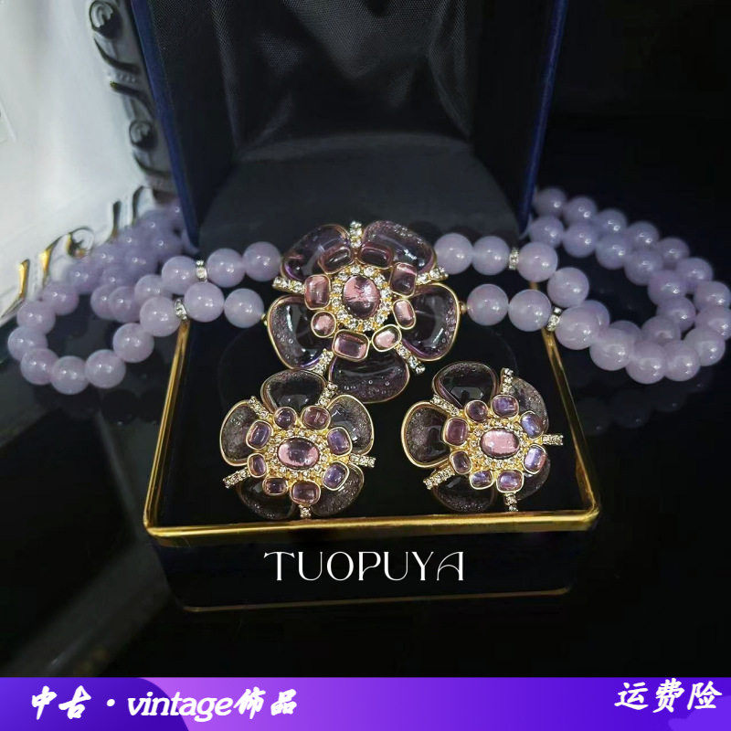 法式复古蓝色桃心耳夹方形简约通