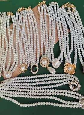 复古珍珠项链颈链白色黑色赫本风