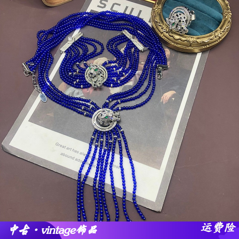 复古铜材质立体豹子设计多层蓝色