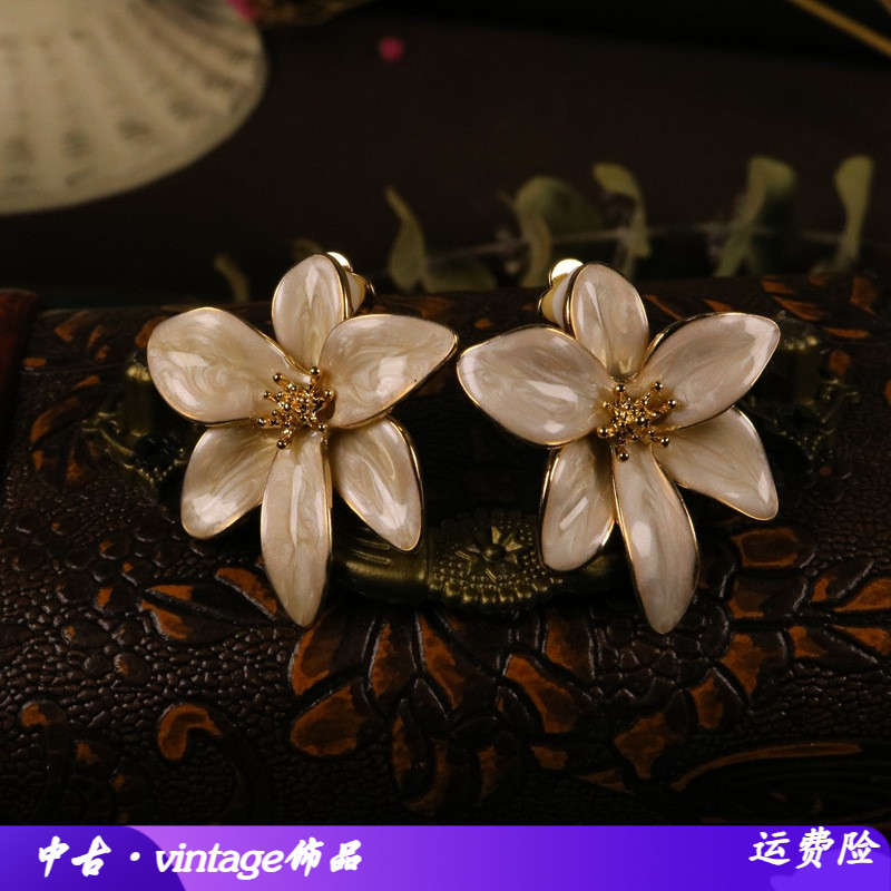 -耳夹外贸热销花朵耳环清新彩绘