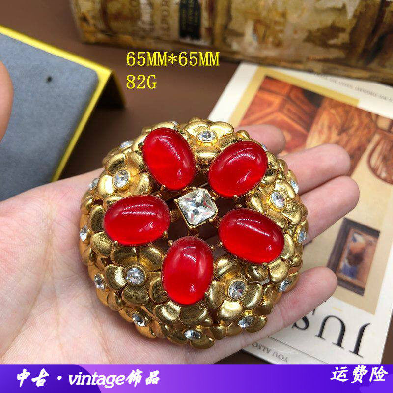 中古个性立体设计感铜材质花朵胸