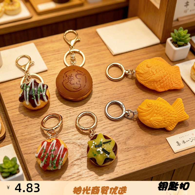 趣味创意仿真食物章鱼小丸子铜锣