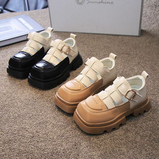 儿童凉皮鞋方口大头鞋镂空透气2025春夏男童乐福鞋女童公主鞋单鞋