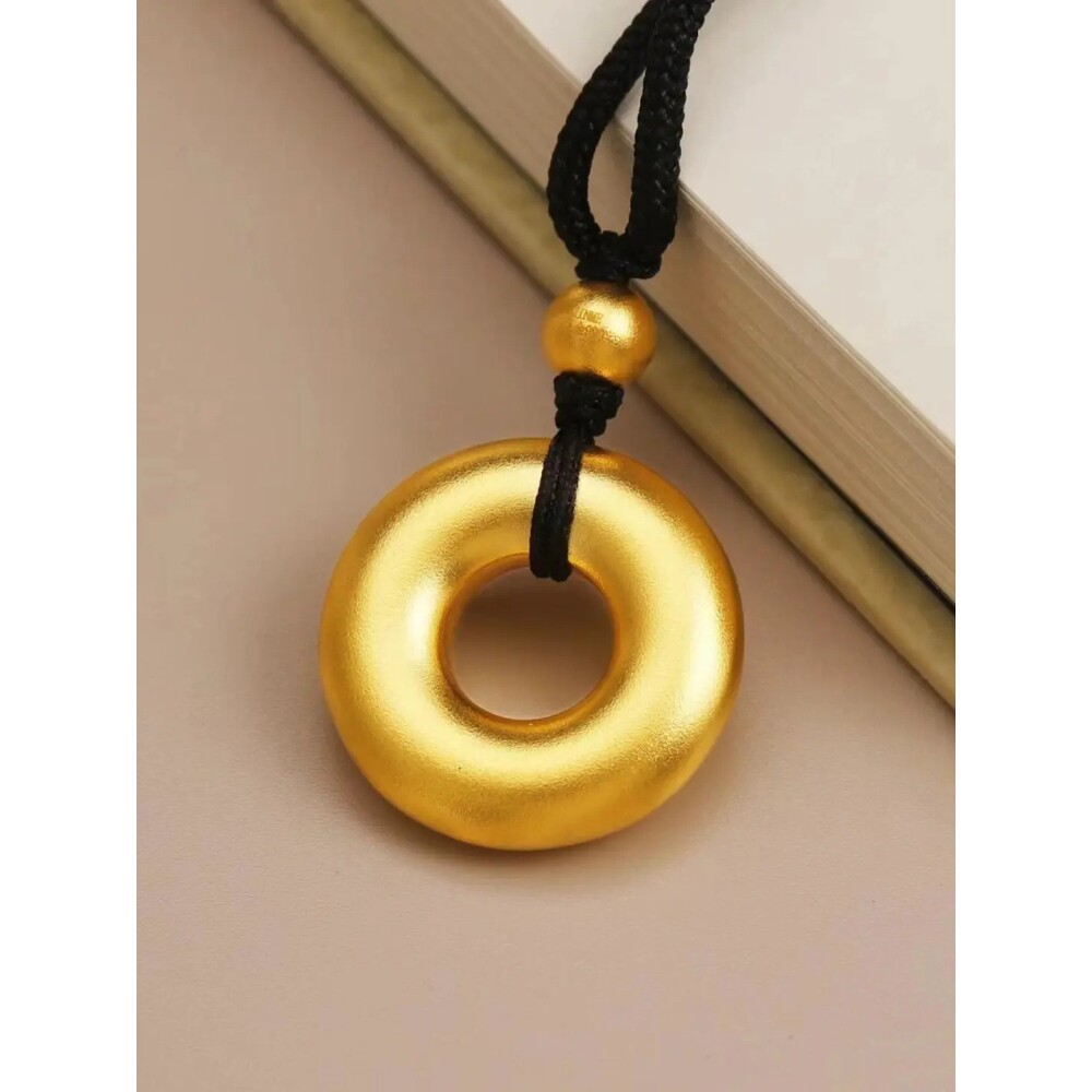 金包银平安扣古法实心女项链素圈送家人女友古法同心圆吊坠锁骨链