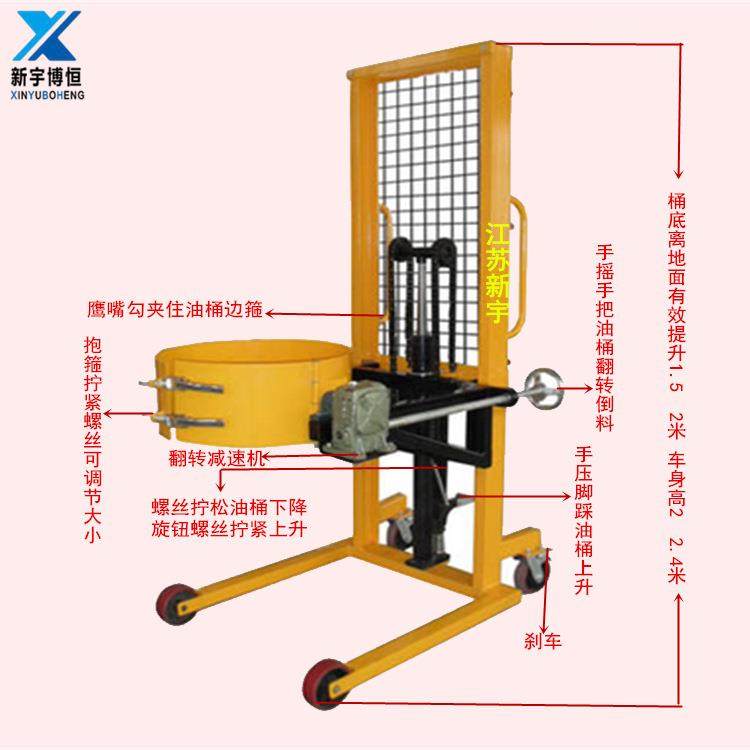 江苏抱箍式手动油桶翻转倒料车旋转式圆桶升高机油桶手动搬运,搬运/仓储/物流设备,其他起重搬运设备,淘宝优惠券,粉丝福利购,淘宝优惠卷