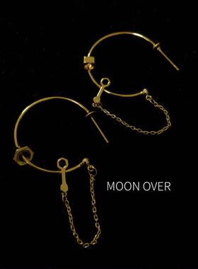 MOON OVER 设计感金属大圈耳环简约大方纯银耳针