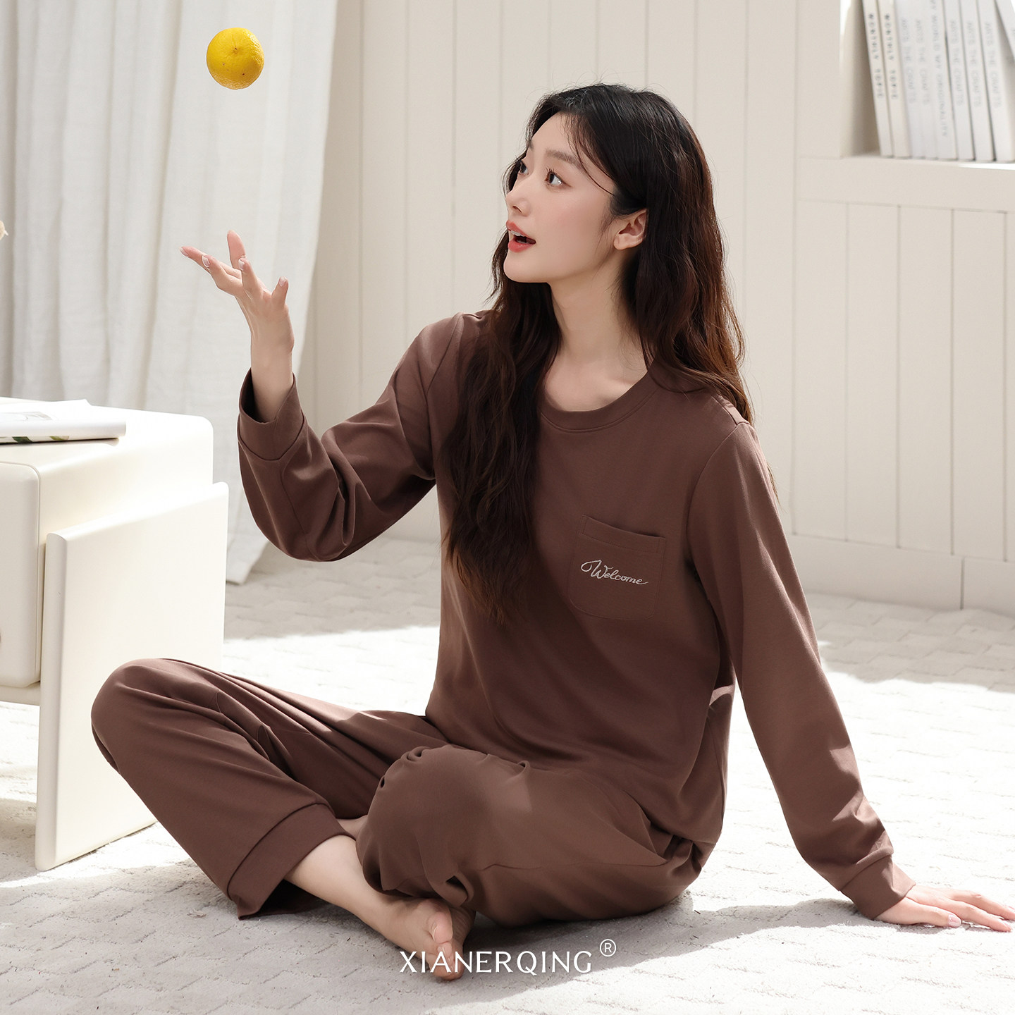 韩系睡衣女春秋季莫代尔棉长袖2026新款可外穿家居服套头休闲套装