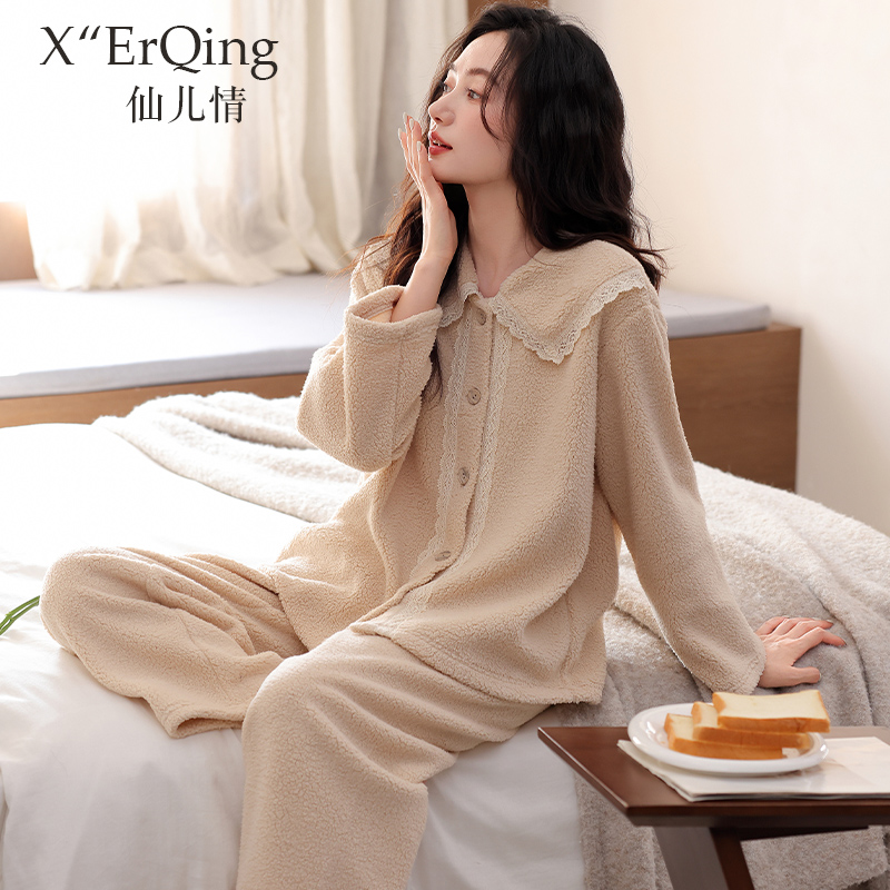 仙儿情冬季长袖法兰绒睡衣套装女